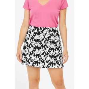 Mario Serrani Stretch Skort Women's Lg Black Floral Tummy Control Pockets Golf